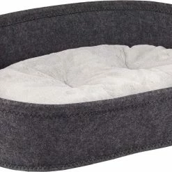 Flamingo Panier Xepp Feutre Oval Gris Foncé + Coussin Gris Clair 56x40x19cm