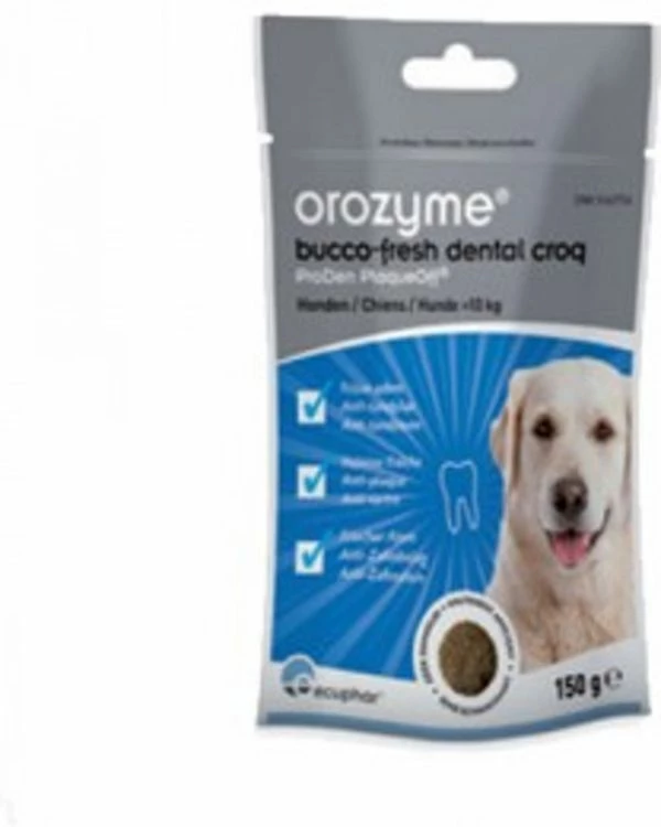Orozyme Bucco Fresh Dental Croqs Chien >10kg 150gr 1 Orozyme Bucco Fresh Dental Croqs Chien >10kg 150gr