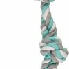 Flamingo Jouet Chien Jim Corde De Tirage 3 Noeuds En Coton Menthe/blanc/gris 60cm