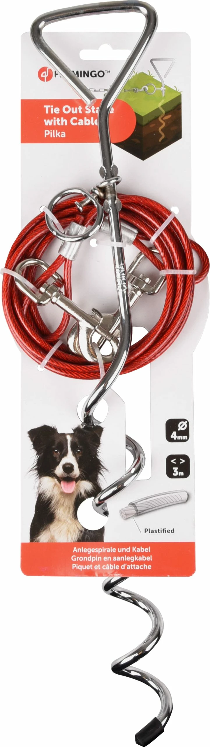Flamingo Piquet D'attache Pilka 46cm Avec Câble 3m 2 Flamingo Piquet D'attache Pilka 46cm Avec Câble 3m – Image 2